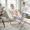 Flash Furniture Archer 28-in Oversized Folding Saucer Chair w/Folding Ottoman, Ivory Faux Shearling/Gold Frame FV-FSC-027-FR-IV-SGD-GG - alternate 2